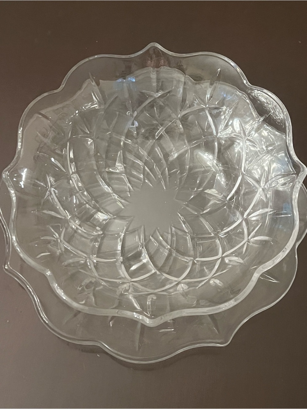 Mikaska Clear cut crystal Scalloped Serving Bowl and platter